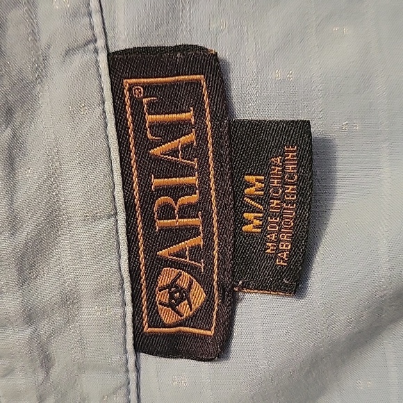 Vtg ARIAT Western Pintucked Metallic Pin Dot Puff Sleeve Snap Landgirl Shirt - Picture 7 of 8